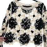 CLOTH by DESIGN Crochet Flower Long Sleeve Open Knit Sweater Top Sz XL Festival Black Photo 6