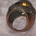 Large Vintage Tigers Eye Bronze Statement Ring size 7 Brown Photo 4