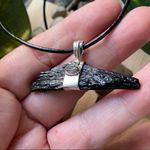 Handmade Black Kyanite & Herkimer Diamond Solid Sterling Silver Pendant Necklace Photo 5