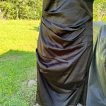 Betsy and Adam  Black Satin Dress with Floral Embellishments Size 6 Photo 2