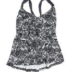 Kona Sol Strappy Back Tankini Top Grey Snake Print Neutral Black White NWOT S Photo 2