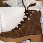 Steve Madden Woman’s Rainier Cognac Suede Leather Lace-Up Platform Ankle Boots Photo 8