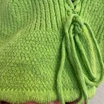 ZARA  Knit Lace Up Crop Tank Top Lime Green Medium Photo 3