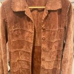 Mizzi Vintage 80s Suede Duster Trench Whipstitch Brown Leather Coat Jacket Photo 3