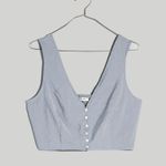 Madewell Softdrape Gwen Crop Vest Top Still Dawn Gray Fitted V Neck US 12 NWT Photo 1