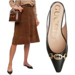 Gucci Zumi GG Interlocking Logo Pointed Toe Slingback Flats Black Size 37 Photo 1