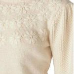 LOUNA Ivory Embroidered Puff Sleeve Floral Chunky Knit Sweater Size Small Photo 2