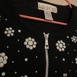Cathy Daniels Womens  Sport Black Embroidered Floral Zip Up Cardigan Size X-Large Photo 2