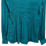 Anthropologie By  Pintuck Blouse Long Sleeve Blouse Shirt Dark Turquoise Size S Photo 2