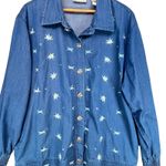 Drapers & Damons VTG Women's Floral Embroidered Sequined Cotton Denim Jacket XL Blue Photo 1