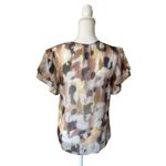 CAbi  Womens Blouse Size S Multi Color Abstract Print Flutter Sleeve Artsy Bohemi Photo 2
