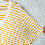 Madewell 3XL Yellow Gold Striped V-Neck T-Shirt Short Sleeve Eco-Friendly Photo 4