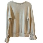 Anthropologie Eri + Ali Women's Ruffle Sleeve Cream Sweater Soft Fuzzt Size S Photo 1