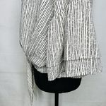 fab'rik  Size M Blouse Top Front Tie Knot V-Neck Cream Black Bell Sleeve Photo 7