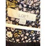 Loft Women's Floral Print V-Neck Sleeveless Blouse Top Black Yellow White M Photo 2