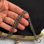 Unique Vintage Vintage Black Evening Bag With Floral Detailing Photo 11