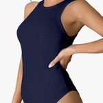 MANGDIUP Basic Sleeveless Crewneck Bodysuit Slim Fit Stretch Cotton Tank Top N Blue Size M Photo 0