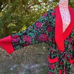 Victoria's Secret Vintage 80s‎ 90s  Gold Label Red Floral Full Length Robe Size L Photo 3