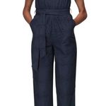 Whistles Womens Puff Sleeve Eyelet Zip Up Zoe Broderie Jumpsuit Navy Size 8 NWOT Blue Photo 2