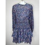 Revolve Rays for Days Smocked Long Sleeve Mini Dress Small Blue Floral Viscose Photo 6