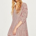 ZARA • Basic • Mini Dress • XS • Red & White • Embroidered Floral • Ruched Dress Photo 5
