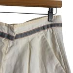 Max Mara White Pleated Linen Stripe Ribbon Trim Knee Length Pencil Skirt Size 6 Photo 3