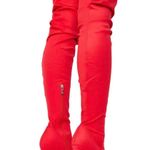 Ultra High Boots Over The Knee Peep Toe High Booties Heels Stiletto Slim Fit Suede Shoes Thigh Boots Red Size 6 Photo 1