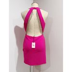 Sincerely Jules Fuchsia Halter Rhinestone Fringe Accents Backless Dress Size XL Pink Photo 3