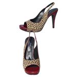 Donald Pliner Red Gator Leather Shoe New Chita Hair Calf Slingback $295 NIB Black Size 6 Photo 2