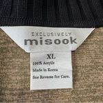 Misook Exclusively  Knit Cardigan size XL Brown/Gold‎ Black Trim Button Front Photo 3