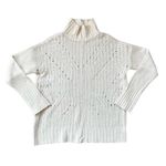 BCBGMAXAZRIA  Gardenia Cream Sequin Merino Wool Mock Neck Tunic Sweater Sz Small Photo 7