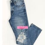 American Eagle AEO Stretch Super High-Waisted Ripped Ankle Straight Jeans Rise Waist Destroyed Photo 1