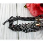 Ann Taylor NWT  Statement Bracelet Gun Metal Multi Strand Crystal Accents Toggle Photo 7