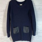 Kate Spade New York Navy navy & Black Leather Pocket Tunic Knit Sweater Small Photo 0