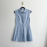 Reformation  | Arella 100% Linen Collared Mini Dress in Mineral Blue Photo 6