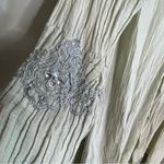Vintage Blue Fish Barclay Crinkle Embroidered Dress Jacket‎ Set Lagenlook Size 2 Silver Photo 5
