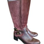 Franco Sarto Boots Womens Size 7.5 Cranberry Red Brown Suede Autumn Western Boho Photo 0