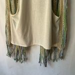 Women's Multicolor Metallic Print Bohemian Fringe Sleeveless Cardigan One Size Size undefined Photo 10