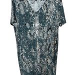 Christian Siriano New York Gray Snake Print VNeck Casual Shirt Shift Dress Sz LG Photo 0