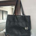 Michael Kors Large Pocket Monogram Logo Top Zip Tote Bag Black/Silver Photo 0