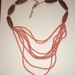 Vintage Boho Seed Bead Pink & Wooden Beaded Statement Necklace Photo 0