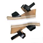 Soda black faux leather espadrille wedges Photo 0