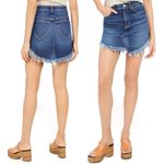 Free People Bailey Denim Miniskirt Medium Wash Frayed Fringe Hem Women’s Size 28 Photo 7