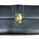 Classiques Entier NWT black leather wallet gold-tone clasp Billfold Logo Photo 0