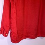 J.Jill  XS 100% Linen Essential Shirt in Red Button Collar Long Sleeve Photo 7