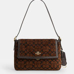 Coach Etta Flap Shoulder Bag in Signature Chenille Truffle CCe58IMA7U Photo 12