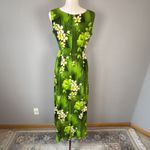 Vintage Royal Hawaiian Green Tropical Tiki Floral Barkcloth Maxi Dress Size XS/S Photo 4