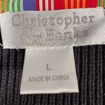 Christopher & Banks Women's Black Cotton Cardigan Sweater L Striped Long Sleeve Photo 4