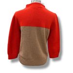 J.Crew Size S Orange Brown Colorblock 100% Merino Wool Rollneck Pullover Sweater Photo 4