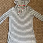 sandiva gray White Striped Jersey Knit Hooded 3/4 Sleeve Cover Up Tunic Beach s. Photo 1